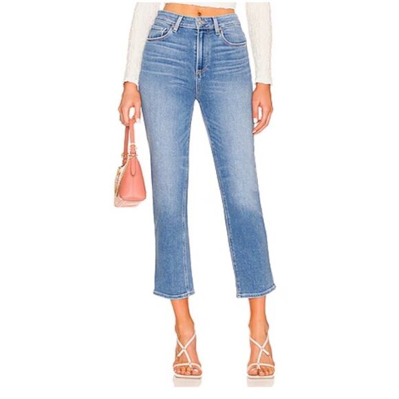 Paige Denim Stella Crop High Rise Straight Leg Jeans Seawater Distressed Size 28 - Picture 11 of 11